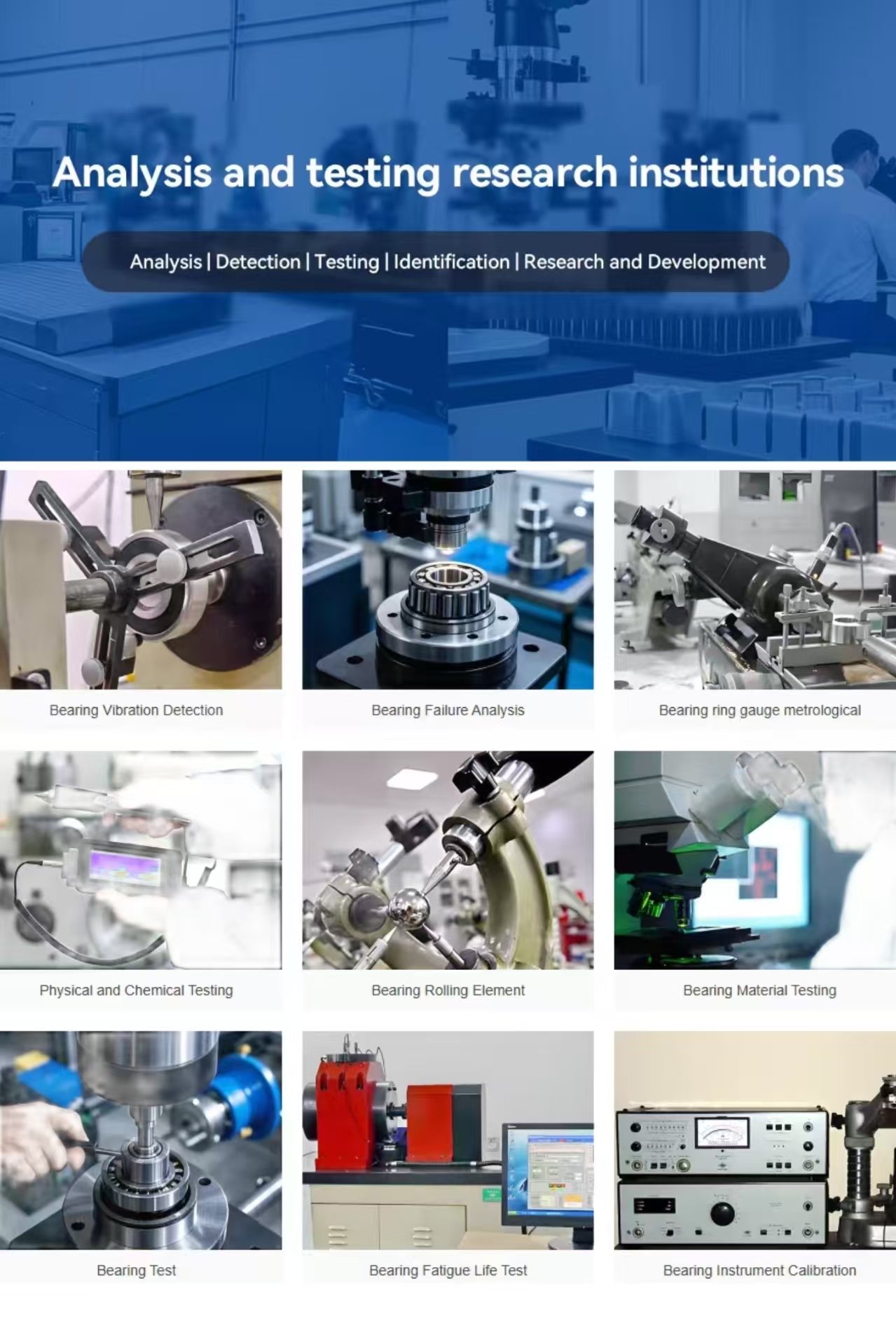 Analysis and testing research institutions